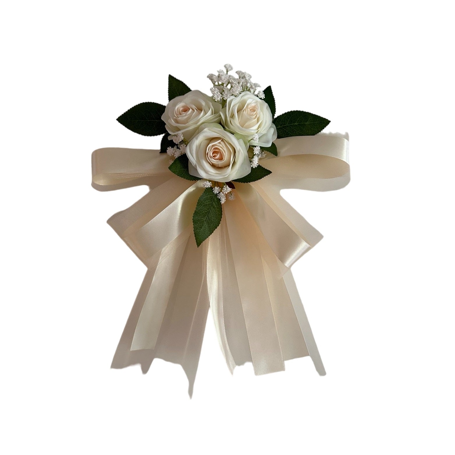 Buitenspiegel Decoratie - Mia Champagne met Tule en Gipskruid