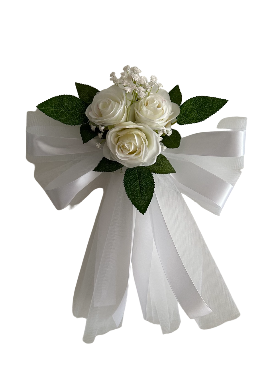 Buitenspiegel Decoratie - Mia Wit met Tule en Gipskruid