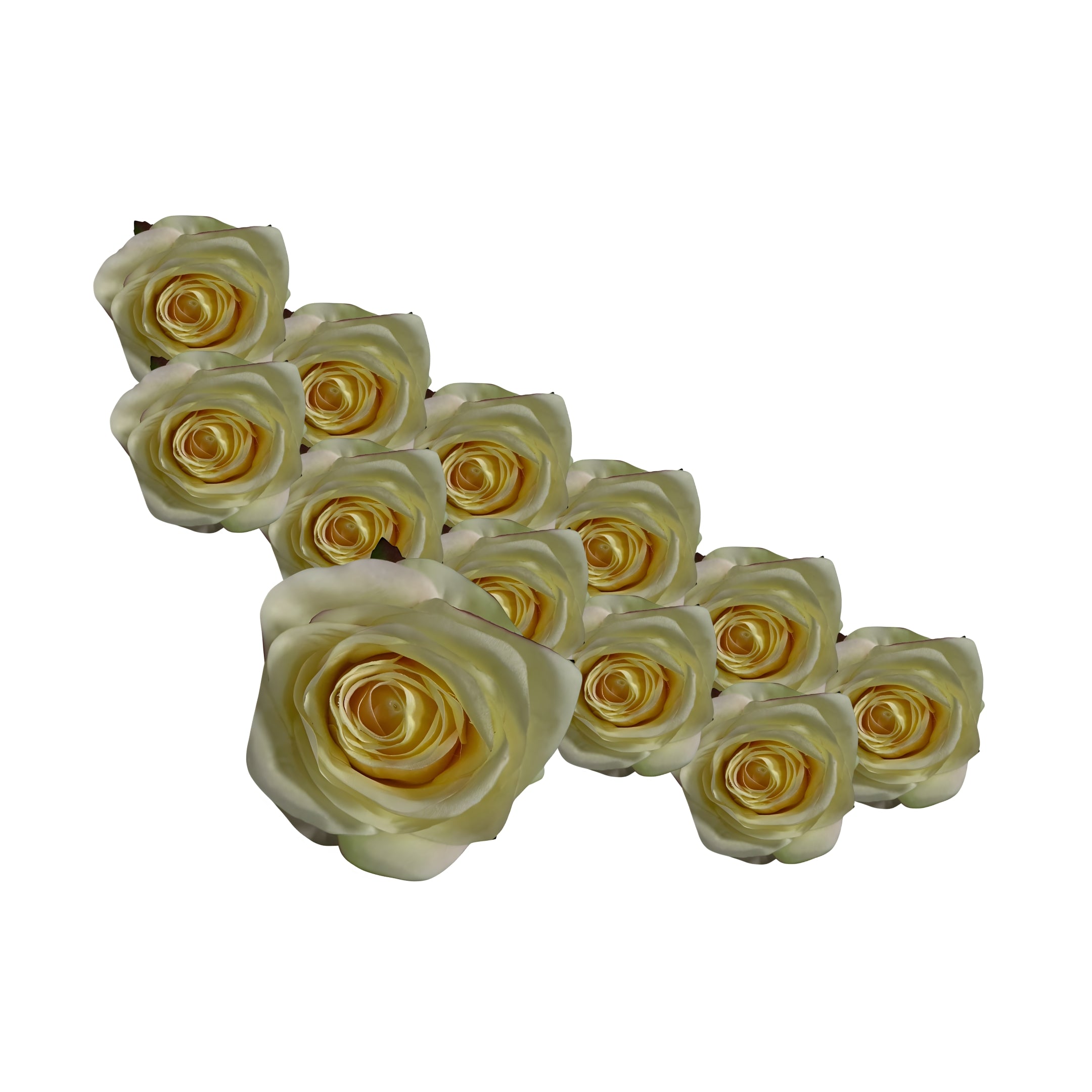Kunstrozen Honing Kleur 12 stuks