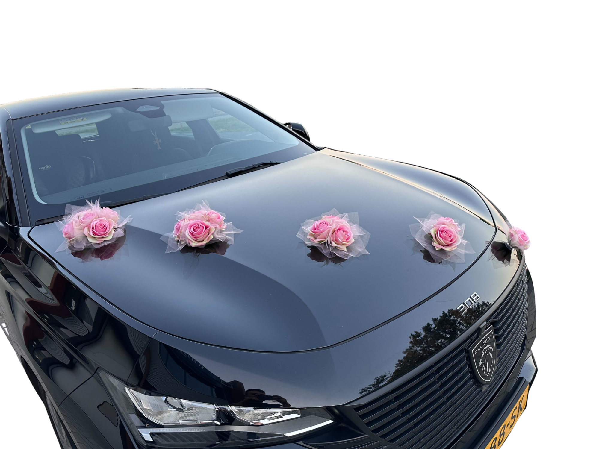 Luxe Trouwauto Decoratie: DONATA NEON ROZE