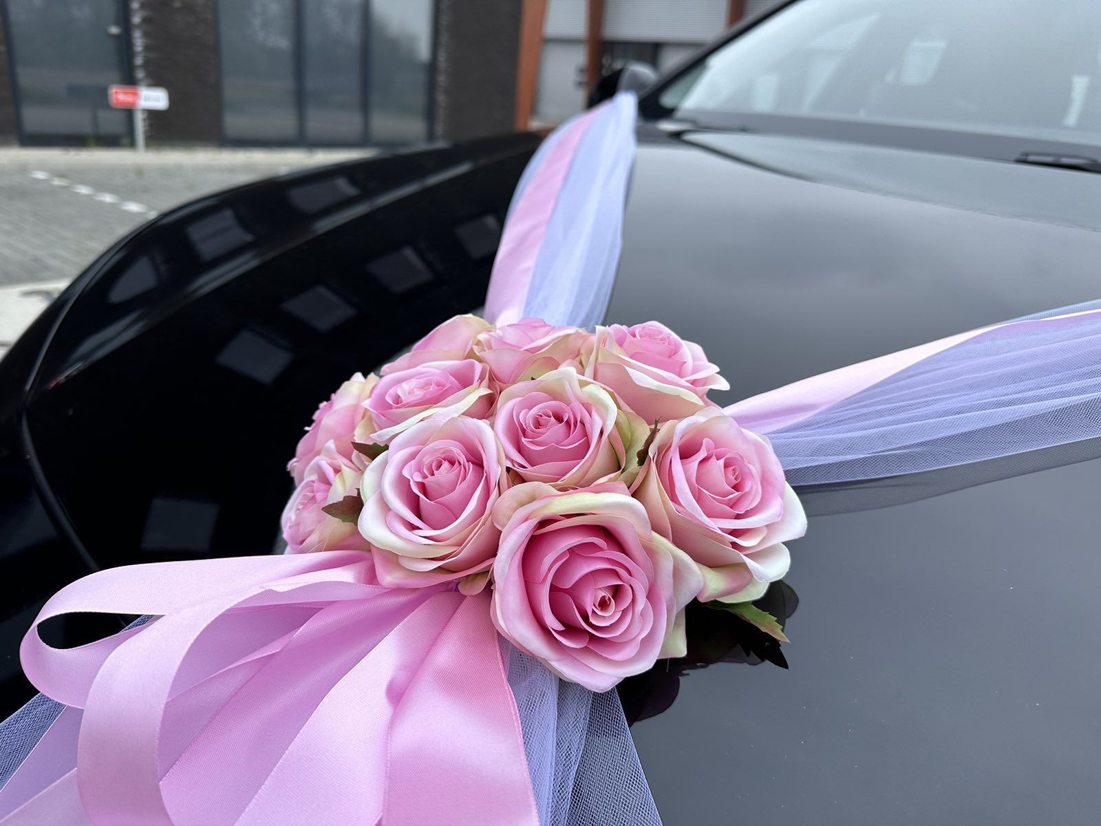Luxe Trouwauto Decoratie: ALMA NEON ROZE