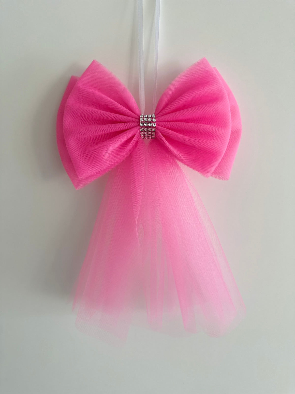 Luxe Trouwauto Decoratie : Donker roze Strikken met Diamanten Lint (4 stuks)