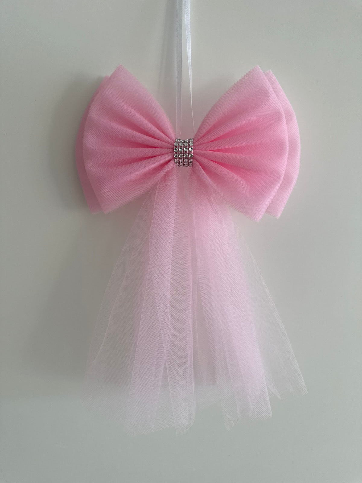 Luxe Trouwauto Decoratie Licht Roze Strikken met Diamanten Lint (4 stuks)